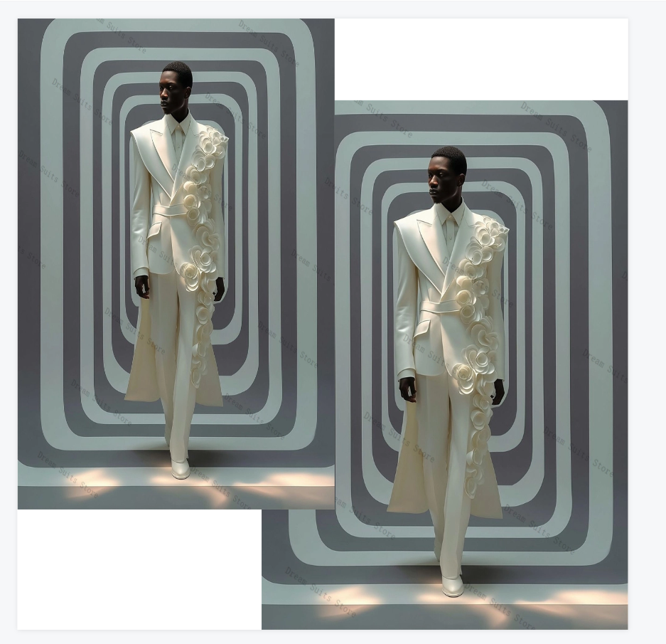 Men Formal Wear With Coat - White Hi-Lo Men Suit Set 2