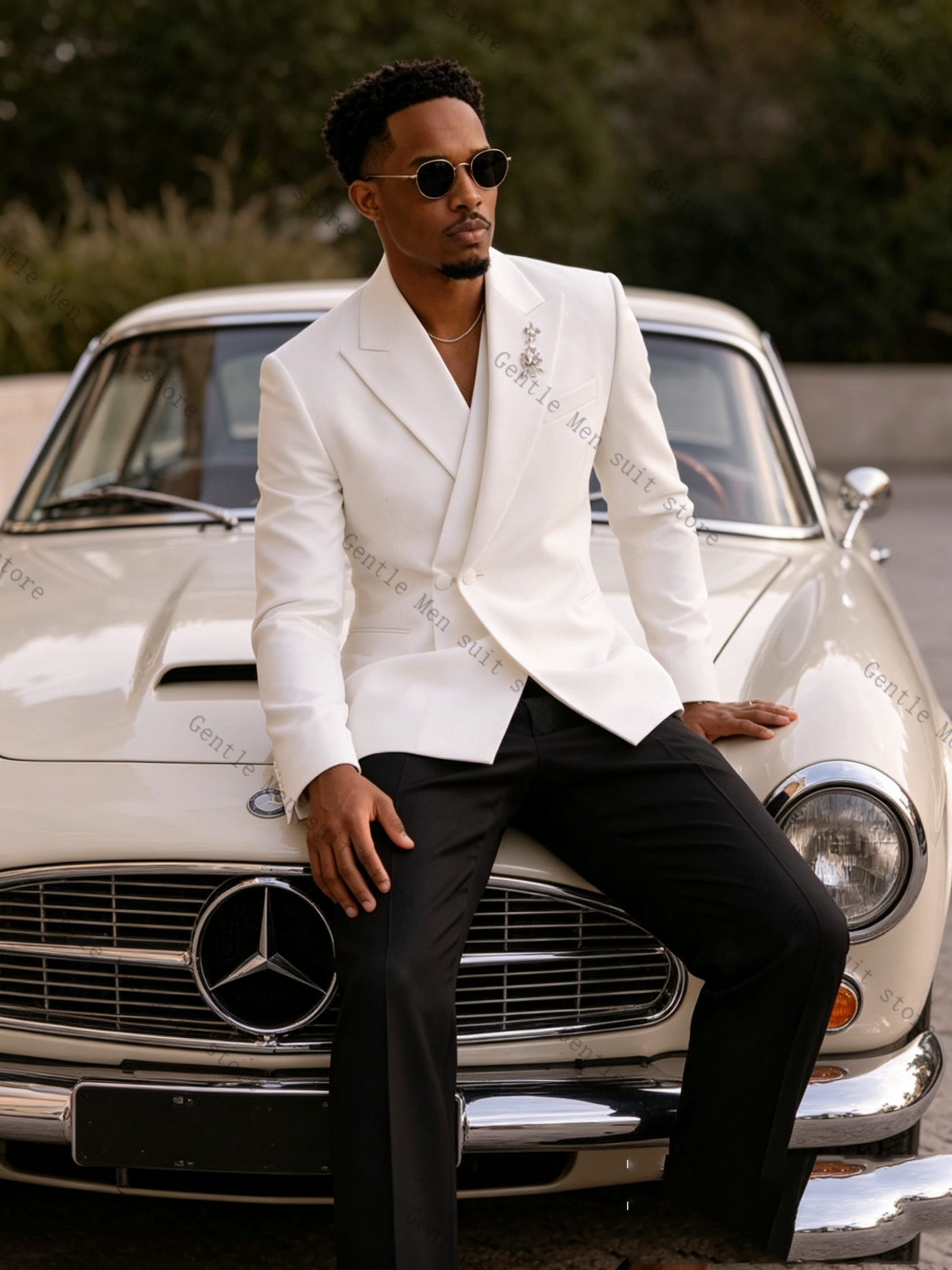 Men Formal Wear With Coat - White Men Suit Set 2 Pcs