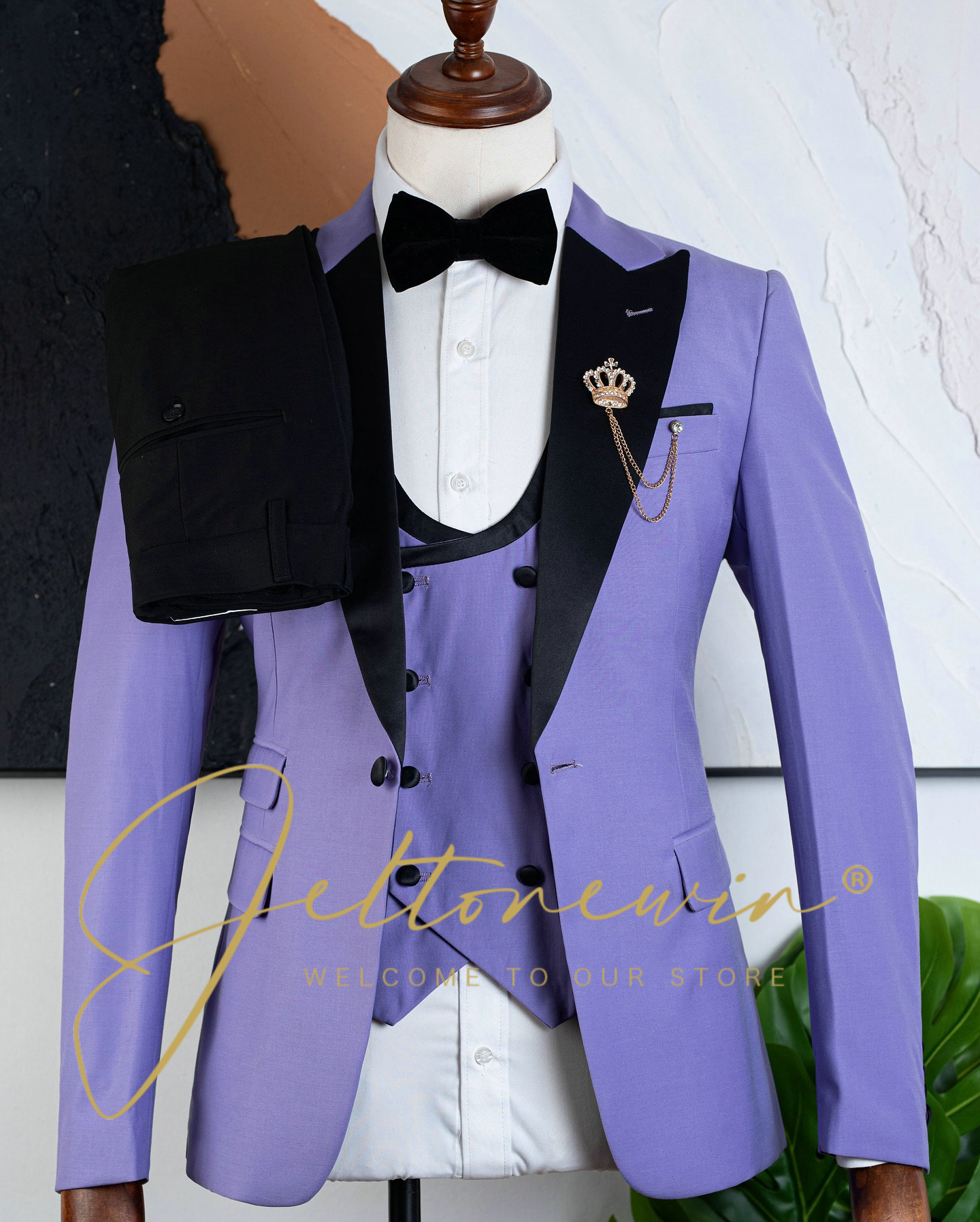 Men's Purple Three Piece Tuxed - Men Formal Wear Purple 리뷰 및 가격
