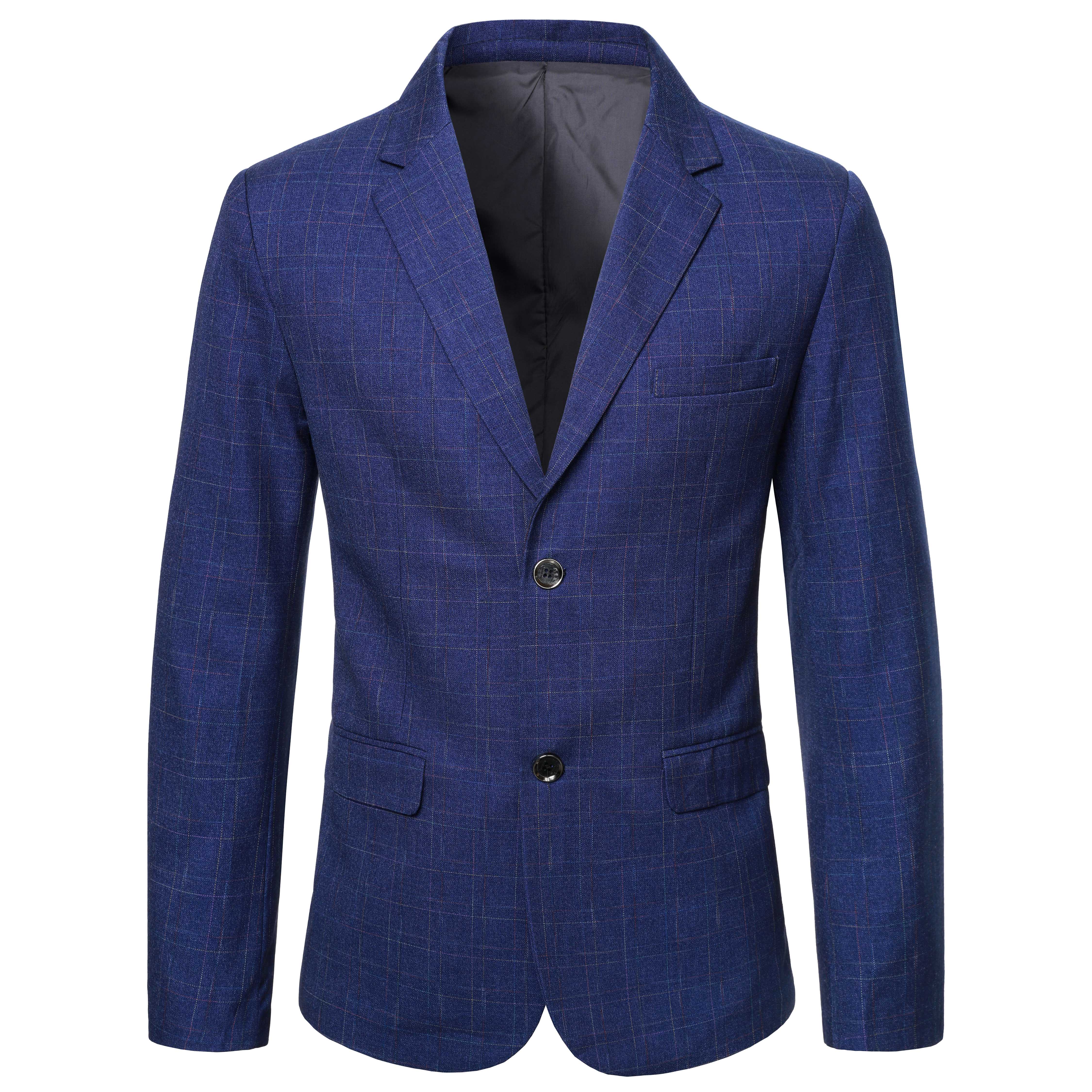 New Spring Men Blue Plaid Blaz - Men Formal Wear With Coat 리뷰 및 가격