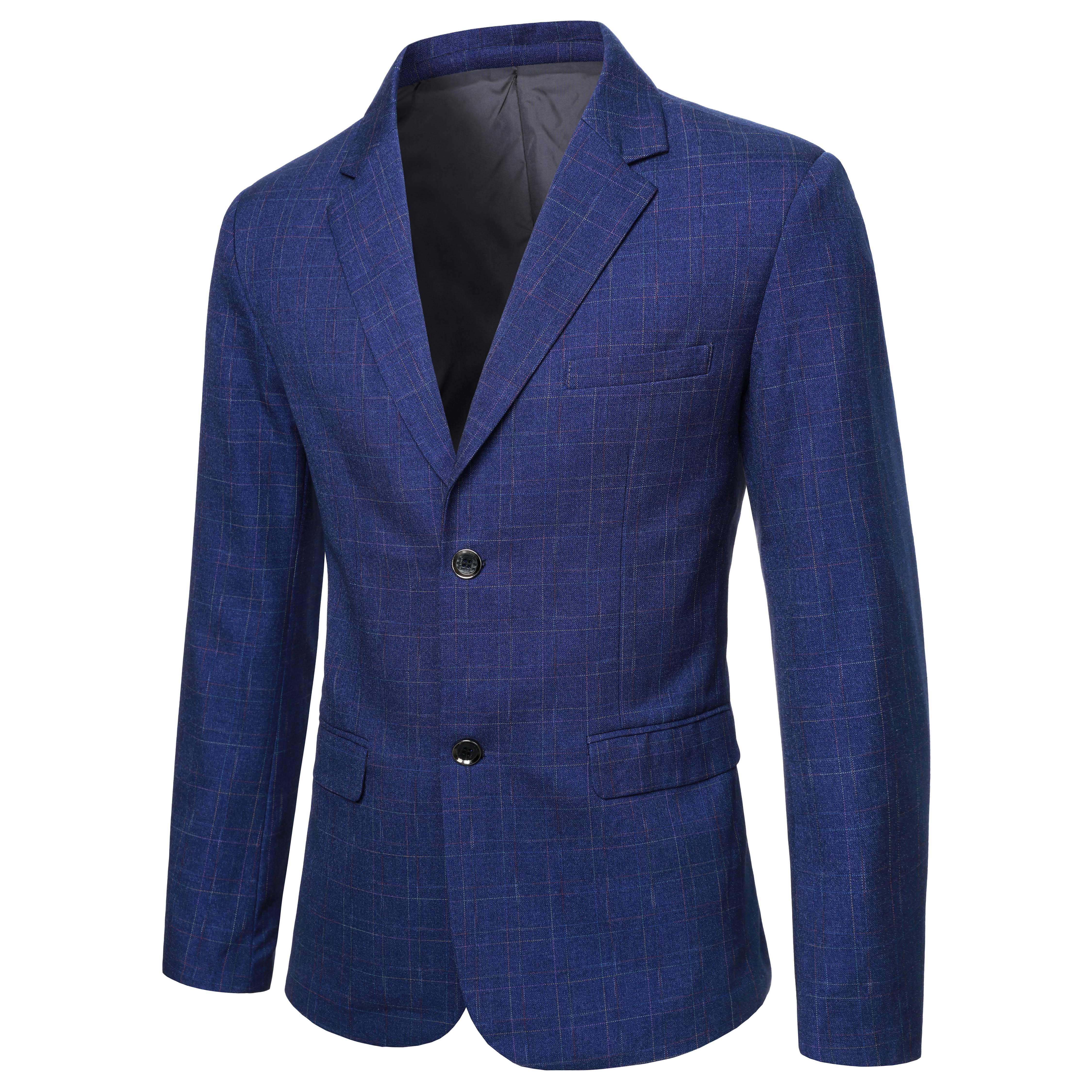 New Spring Men Blue Plaid Blaz - Men Formal Wear With Coat 리뷰 및 가격