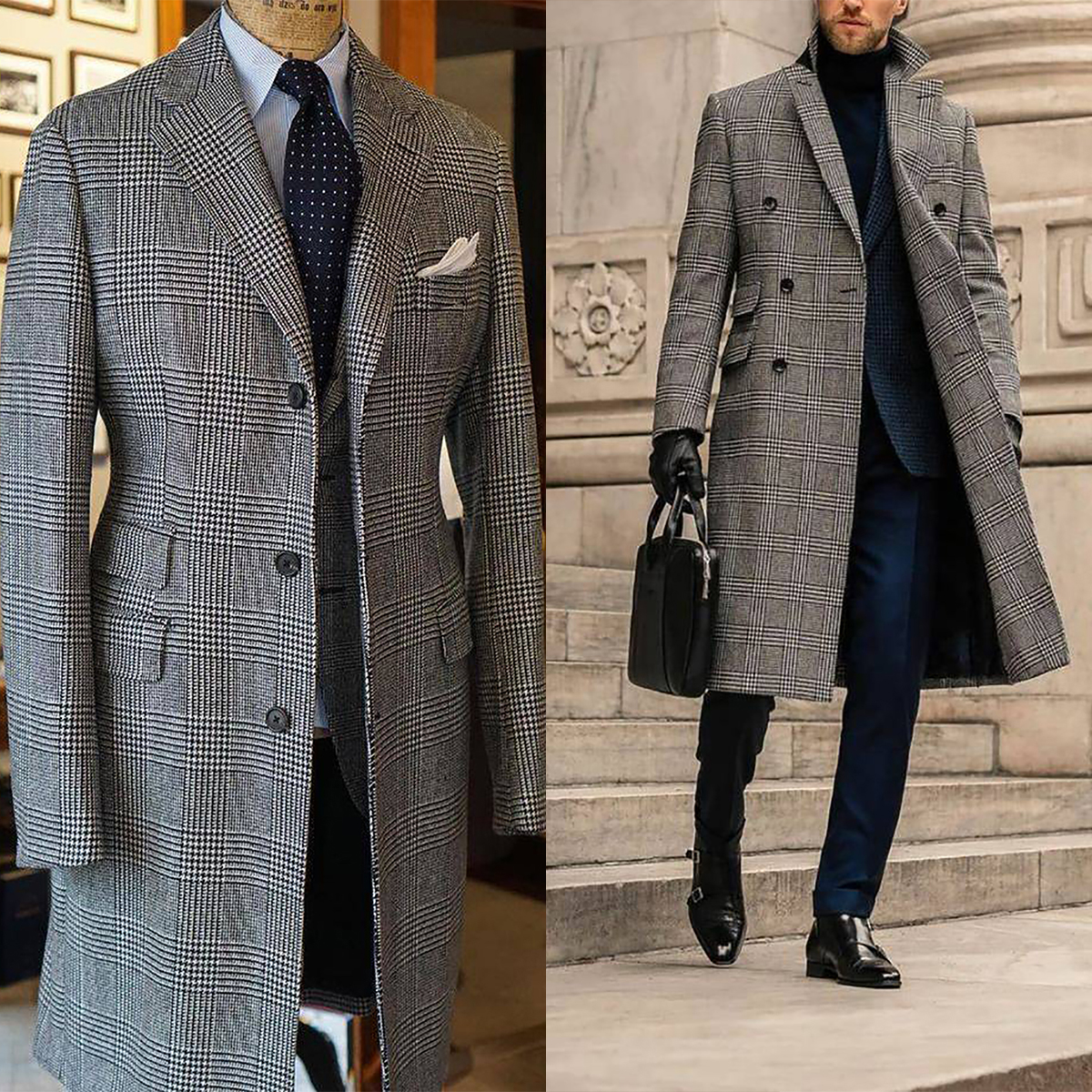 Plaid Woolen Overcoat Jacket F - Men'S Formal Wear In Winter 리뷰 및 가격
