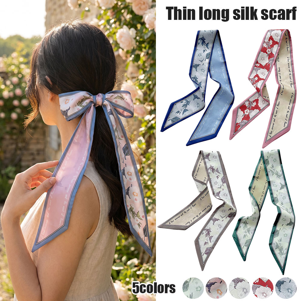 Floral Silk Satin Scarf Narrow - Silk Tie Woven 리뷰 및 가격