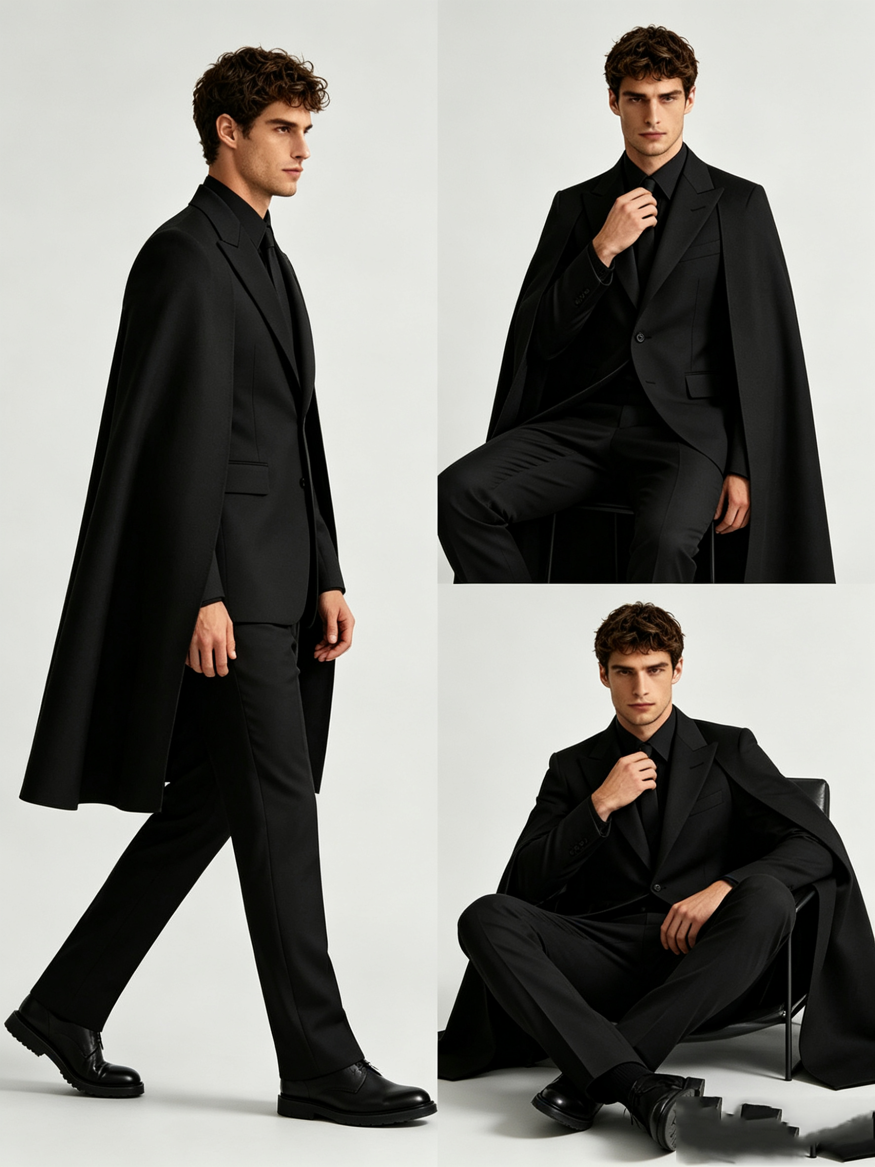 Designer Black Wrap Men Suit S - Men Formal Wear With Coat 리뷰 및 가격