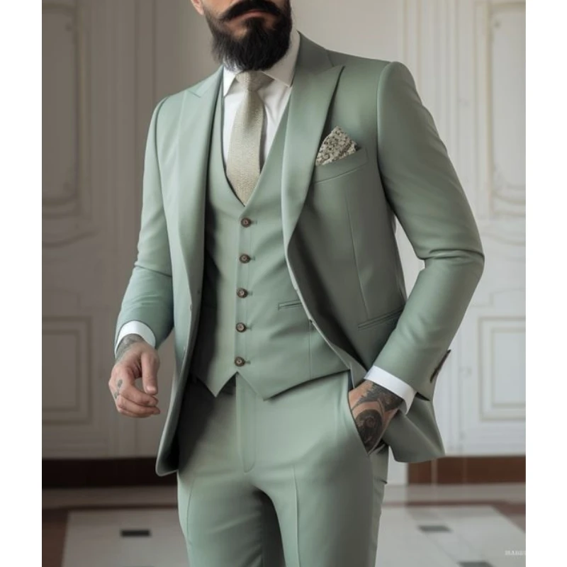 Light green Suits Men Suits 3  - Men Formal Wear With Coat 리뷰 및 가격