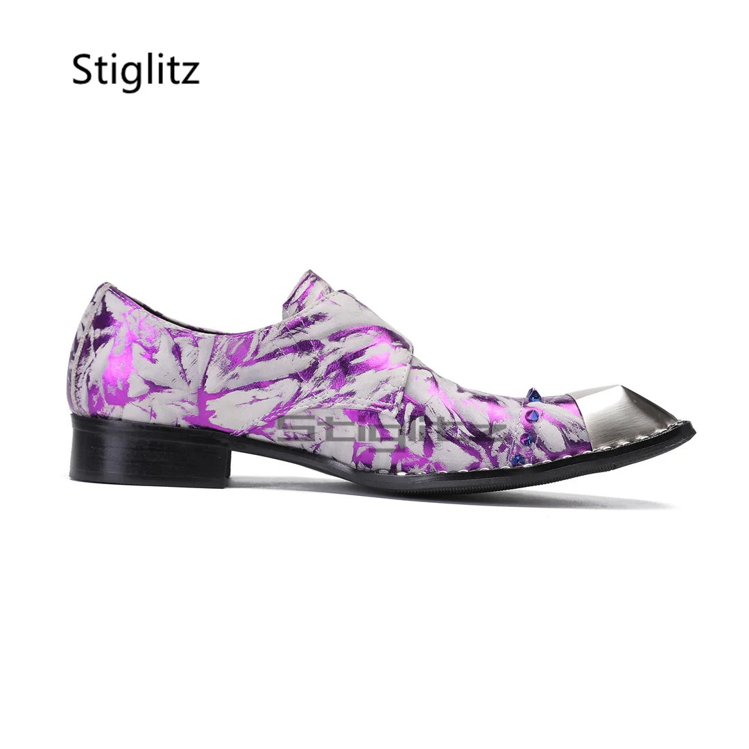 Purple Prints Genuine Leather  - Men Formal Wear Purple 리뷰 및 가격