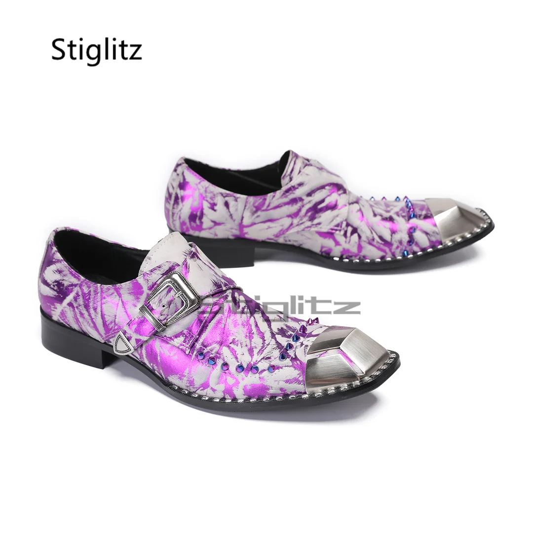 Purple Prints Genuine Leather  - Men Formal Wear Purple 리뷰 및 가격