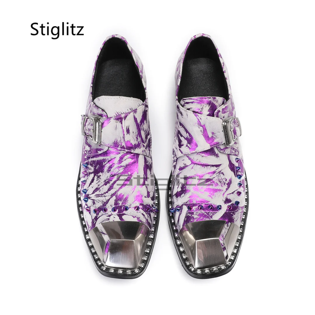Purple Prints Genuine Leather  - Men Formal Wear Purple 리뷰 및 가격