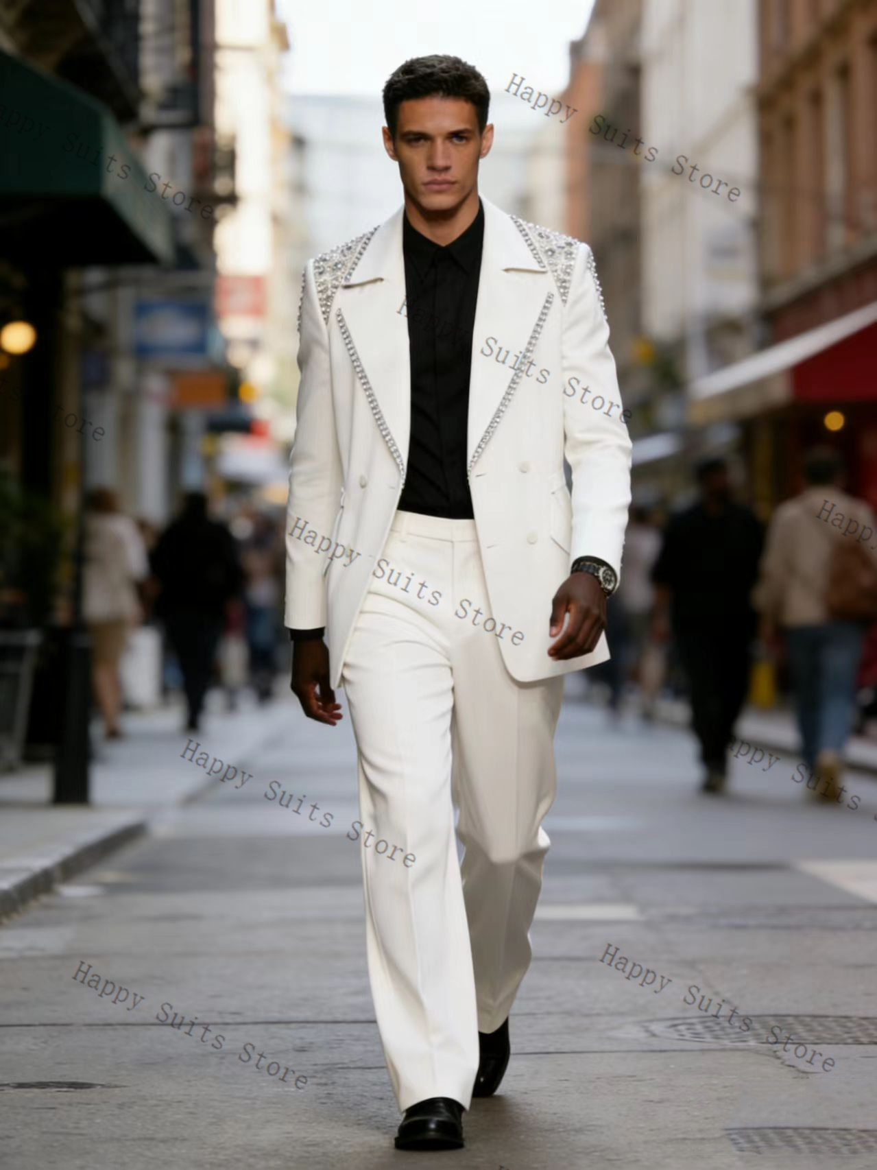Crystals Men Suit Set 2 Pcs Gr - Men Formal Wear With Coat 리뷰 및 가격