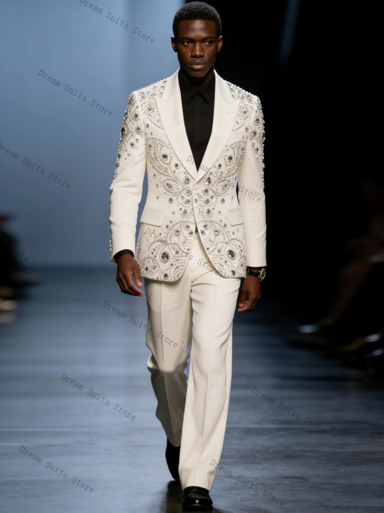 Luxury Crystals Men Suit Set 2 - Men Formal Wear With Coat 리뷰 및 가격
