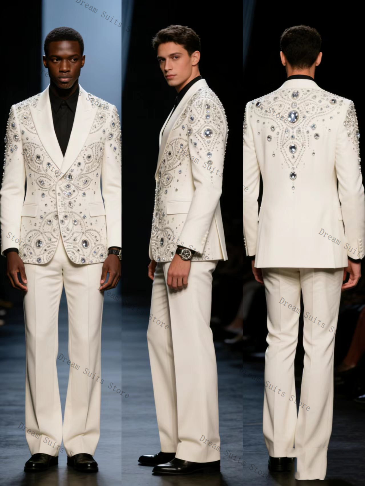 Luxury Crystals Men Suit Set 2 - Men Formal Wear With Coat 리뷰 및 가격