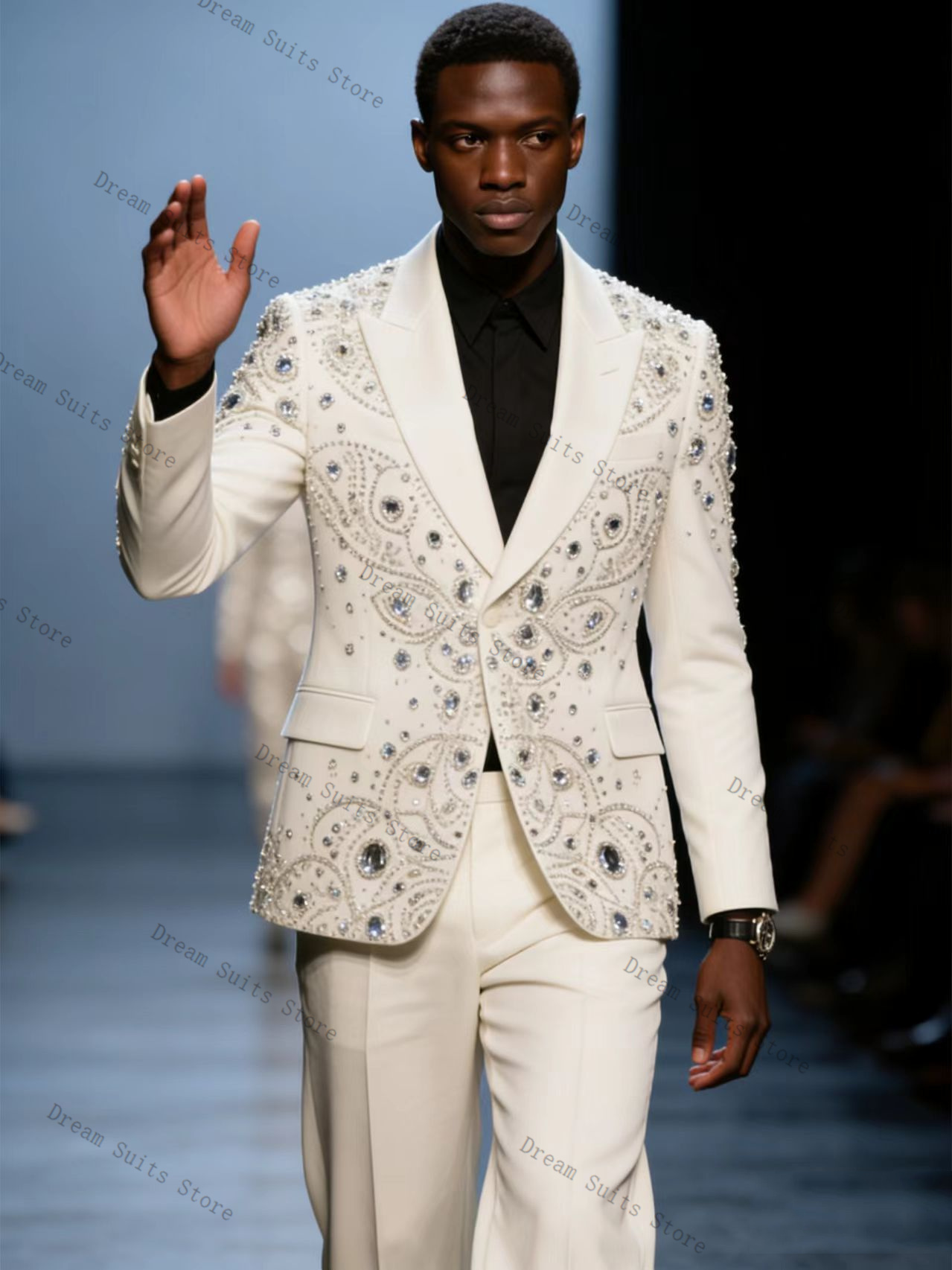 Luxury Crystals Men Suit Set 2 - Men Formal Wear With Coat 리뷰 및 가격