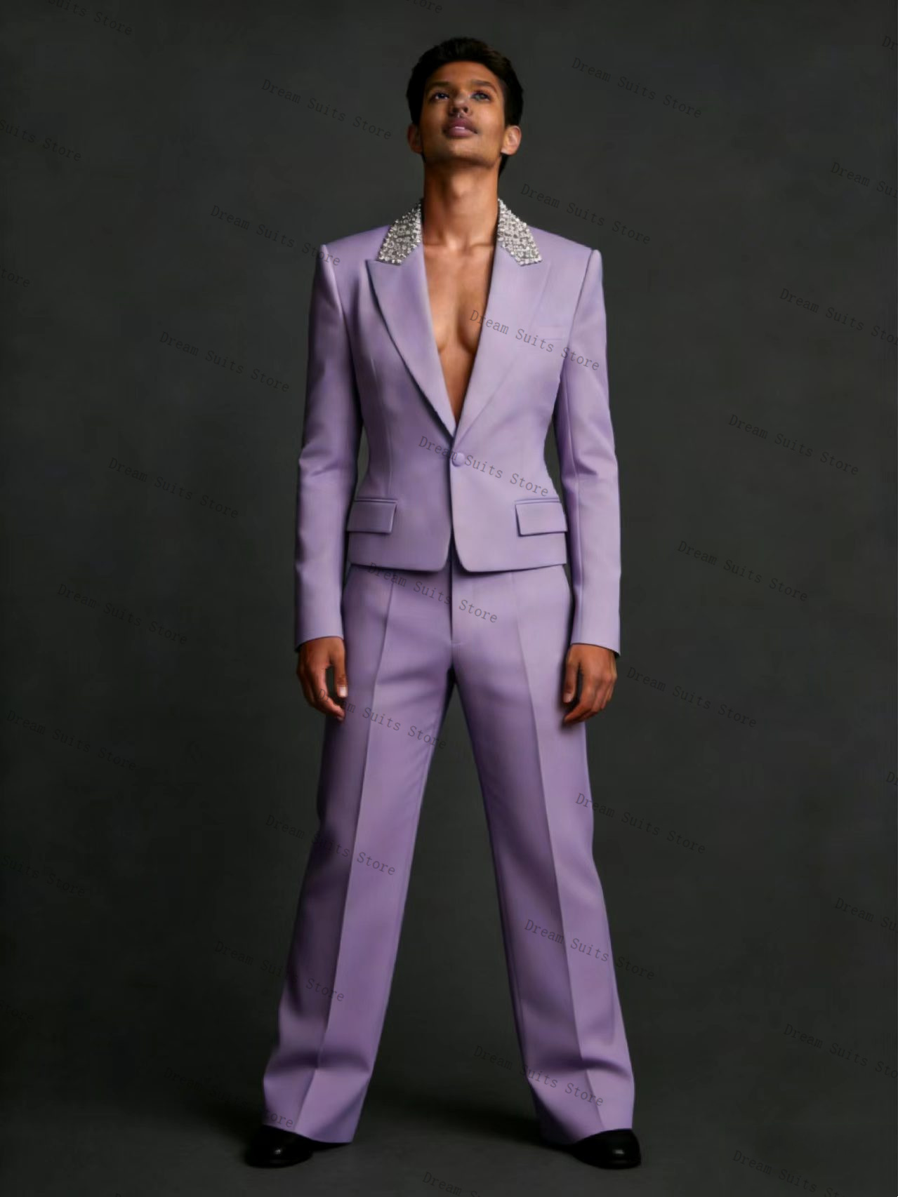 Crystals Men Suit Set 2 Pcs Bl - Men Formal Wear Purple 리뷰 및 가격