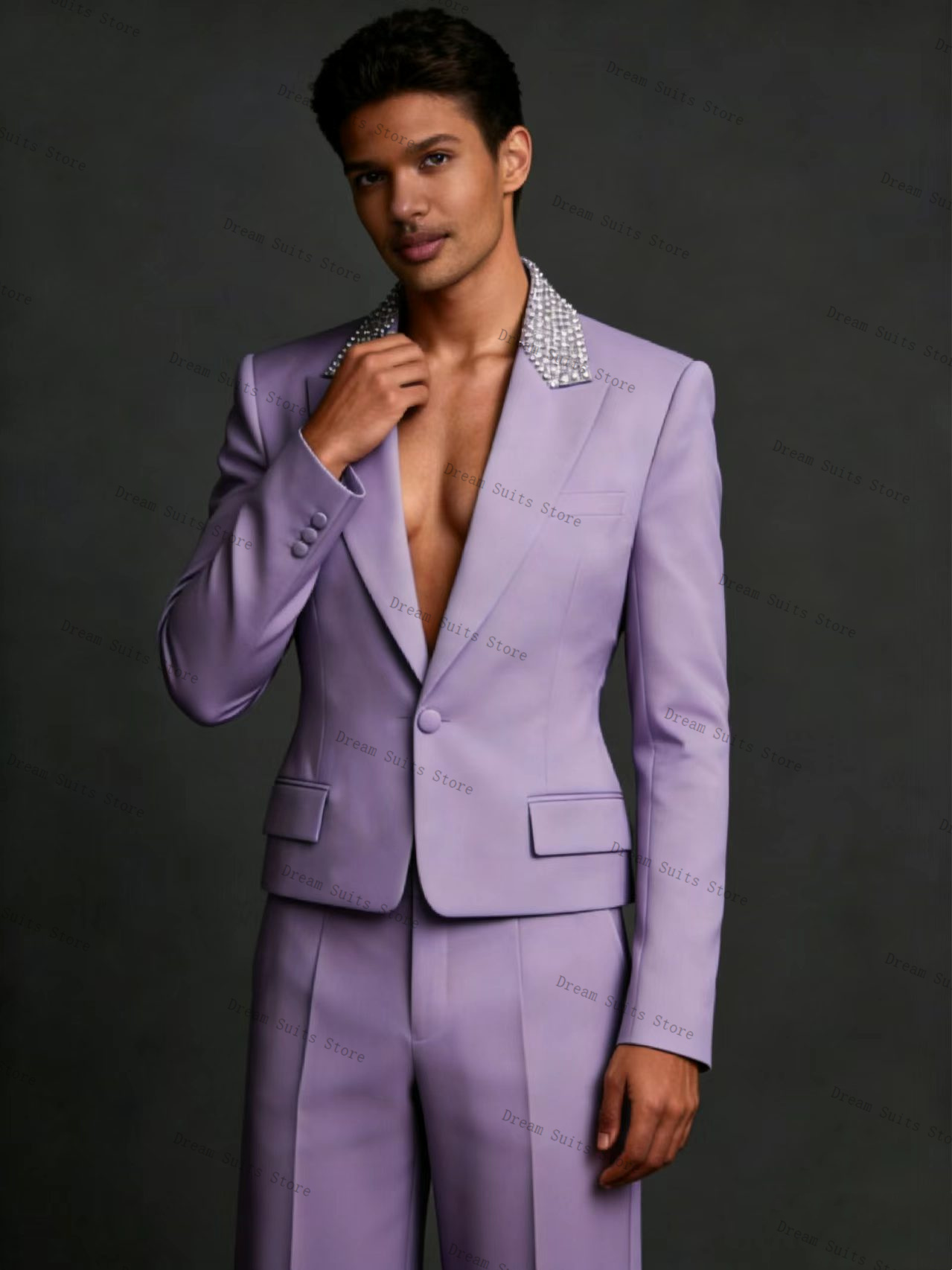 Crystals Men Suit Set 2 Pcs Bl - Men Formal Wear Purple 리뷰 및 가격