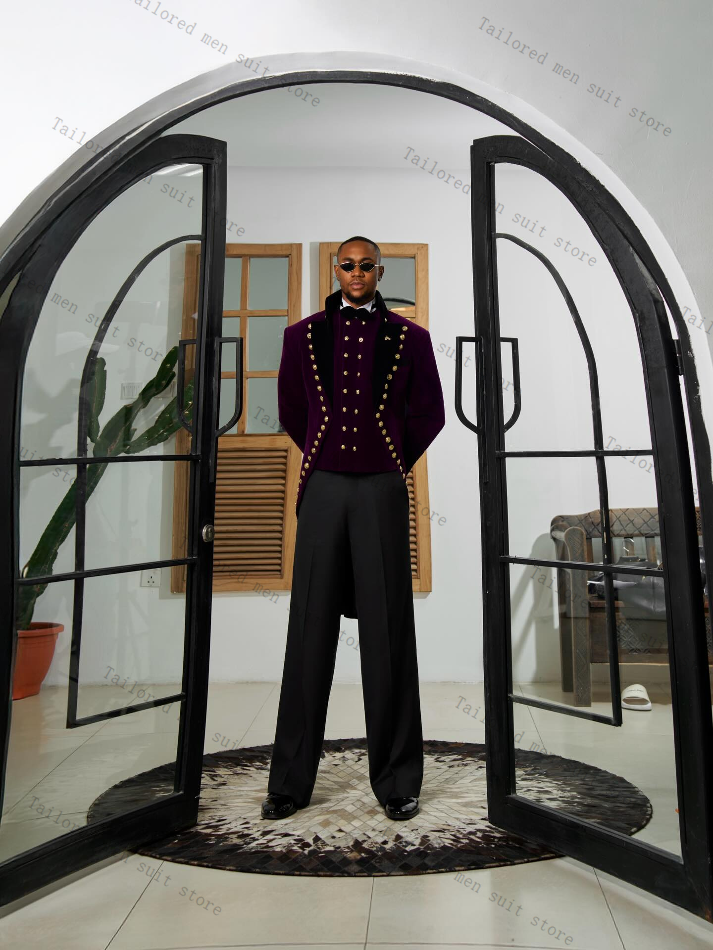 Purple Men Suits Pants Set 2 P - Men Formal Wear Purple 리뷰 및 가격